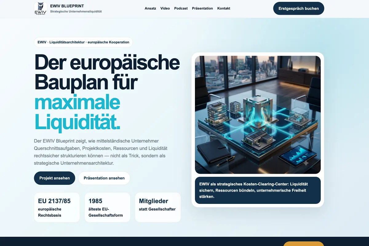 Screenshot der Musterseite EWIV Blueprint